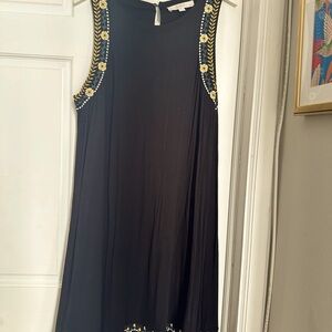 Loft Jersey Dress with Embroidery 
Black in Large Petite Super comfy